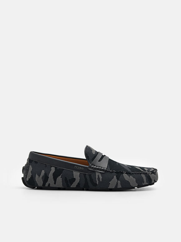 Fabric Penny Driving Shoes, Dark Grey, hi-res