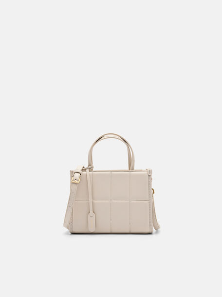 Charlotte Quilted Handbag, Beige, hi-res