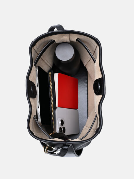 Tas Bucket Kulit Jatte dengan Sabuk, , hi-res