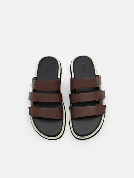 PEDRO Icon Leather Heel Sandals, Black