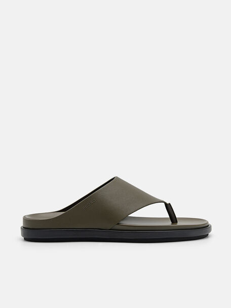 Microfiber Thong Sandals, Olive, hi-res