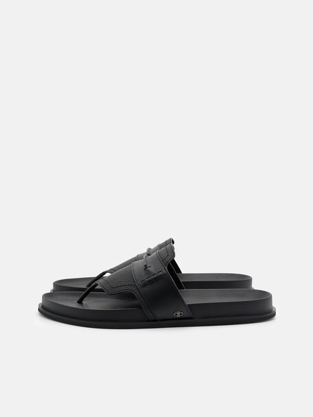 Tumbled Leather Penny Thong Sandals, , hi-res