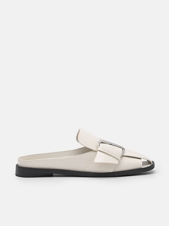 Alyda Leather Mules, Chalk, hi-res