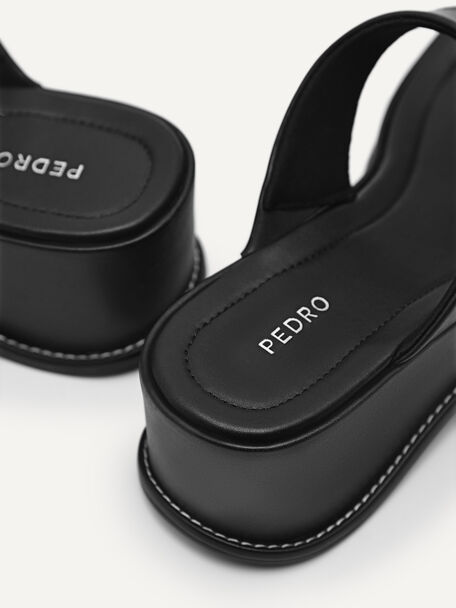 PEDRO Icon Leather Heel Sandals, Black