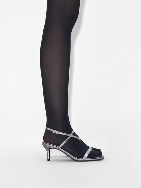 PEDRO Icon Leather Heel Sandals, Black
