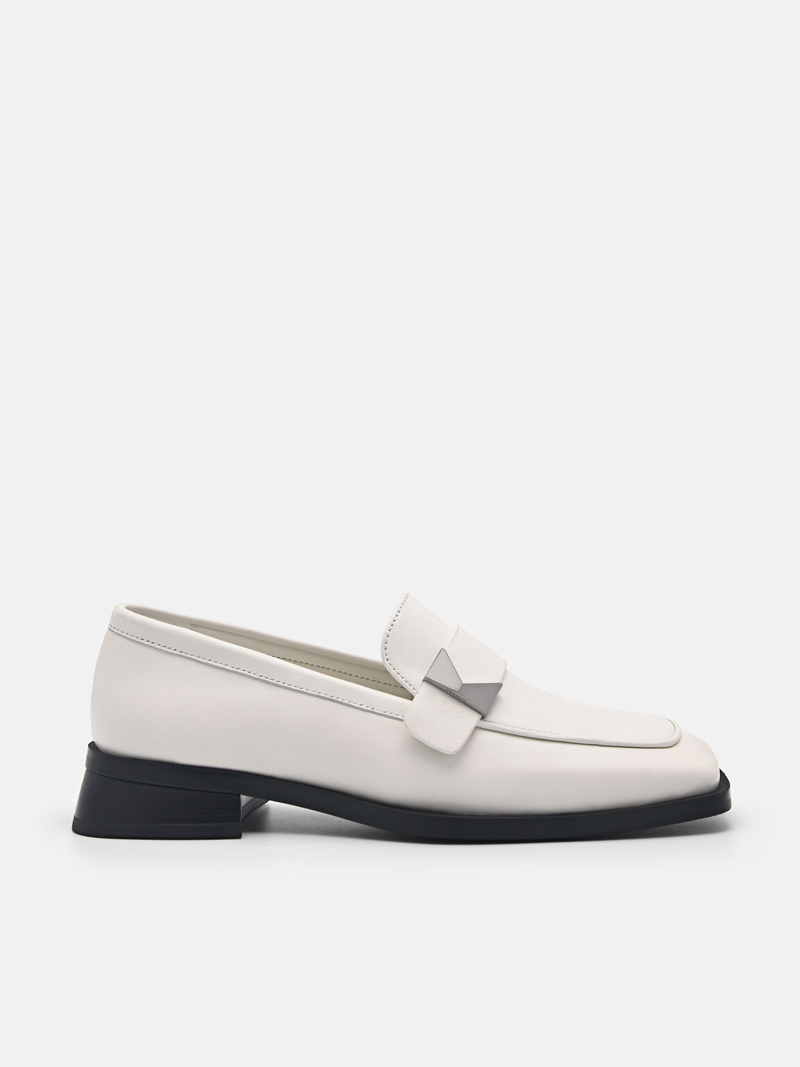 Marion Leather Loafers, White, hi-res