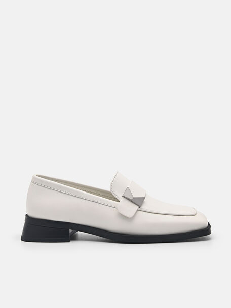 Marion Leather Loafers, White, hi-res