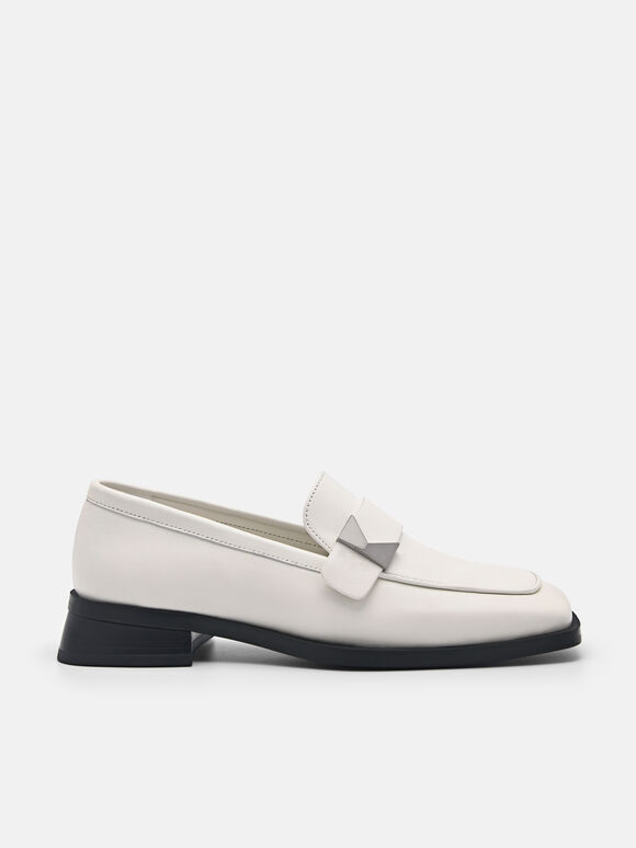 Marion Leather Loafers, White, hi-res