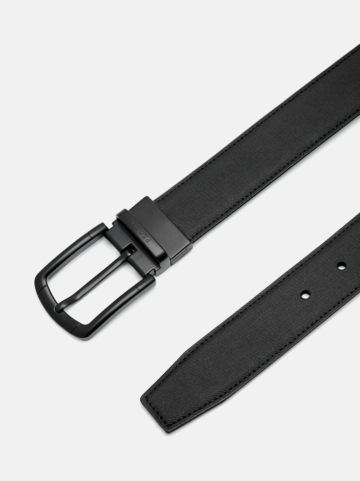 Saffiano Leather Reversible Pin Belt, 