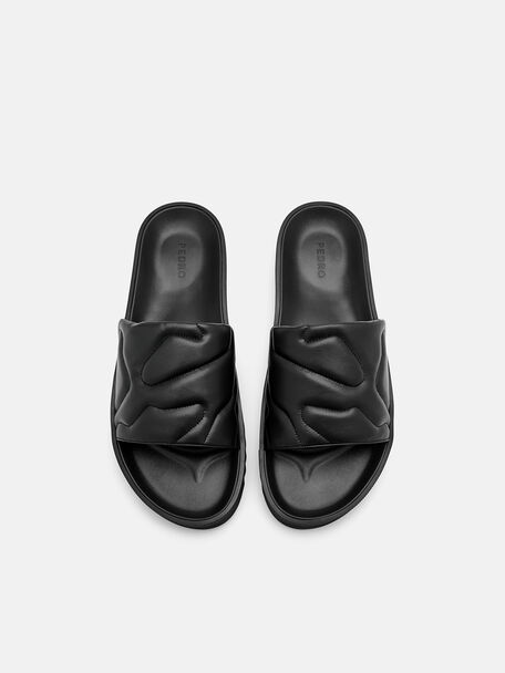 PEDRO Icon Leather Heel Sandals, Black