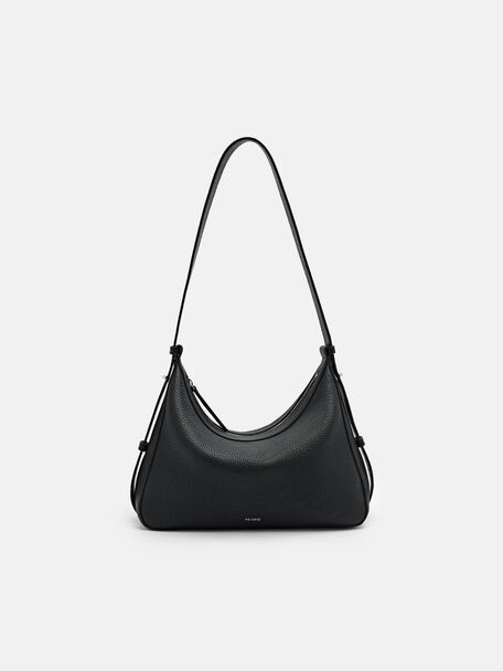 Demi Leather Shoulder Bag, Black, hi-res