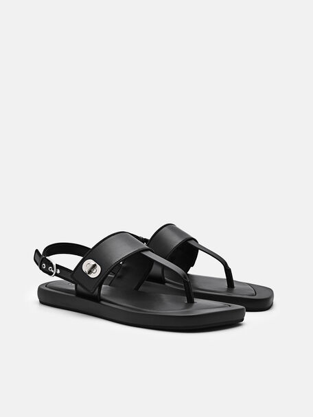 PEDRO Icon Leather Heel Sandals, Black