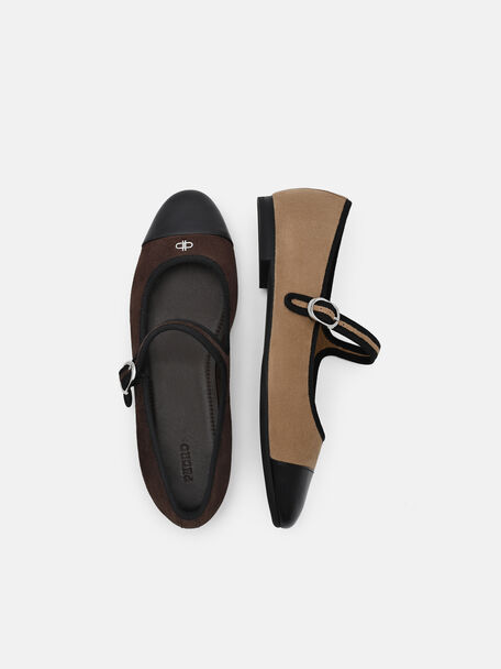 Sepatu Flat Balerina Suede Alina, , hi-res
