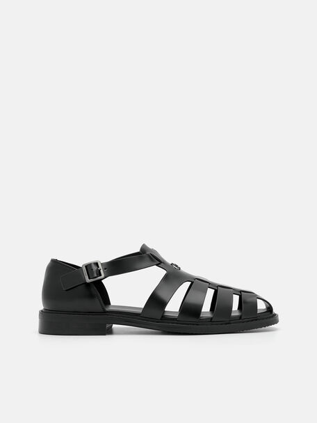 Brent Leather Caged Sandals, 