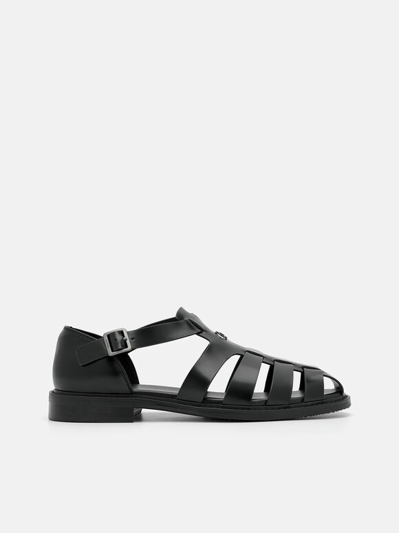 Brent Leather Caged Sandals, 