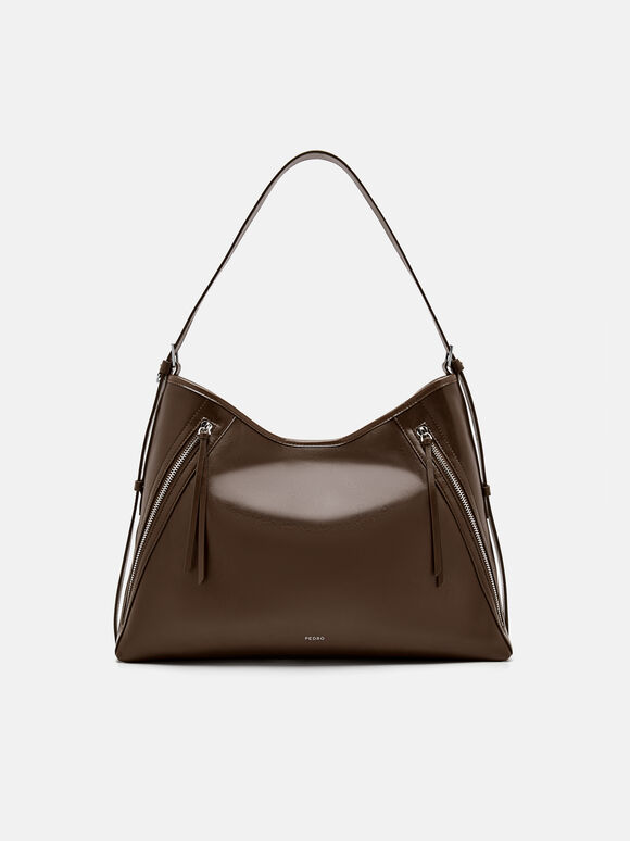 Kristen Hobo Bag, Dark Brown