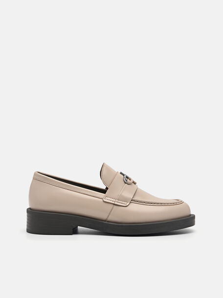 PEDRO Icon Leather Loafers, Taupe, hi-res