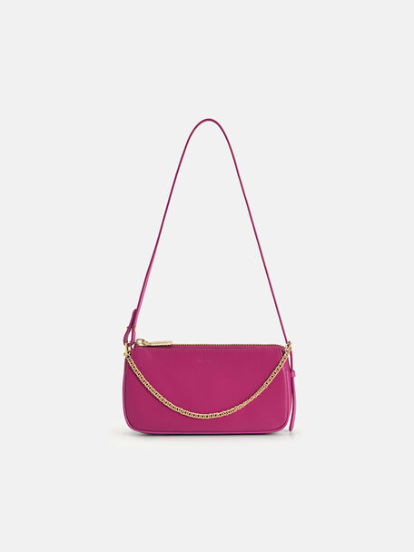 Maddy Leather Pouch, Fuchsia, hi-res