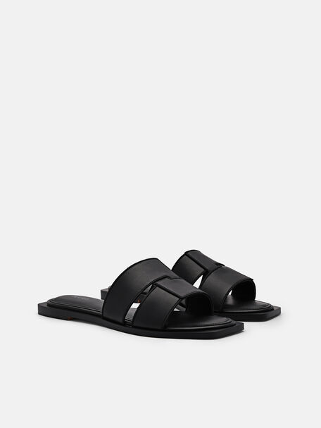 PEDRO Icon Leather Heel Sandals, Black