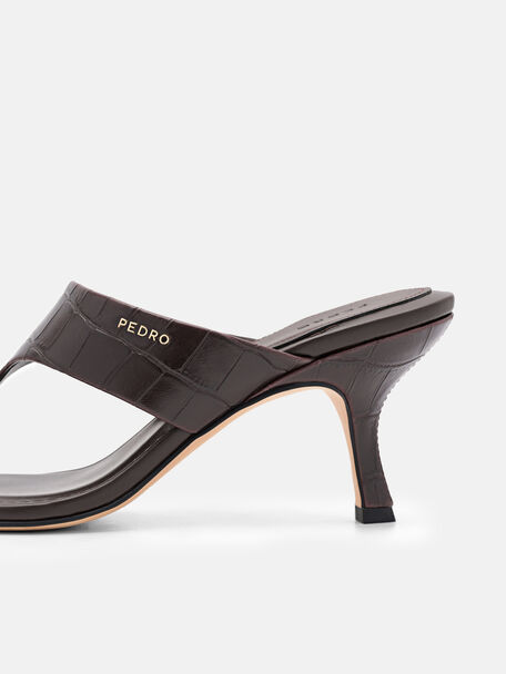 PEDRO Icon Leather Heel Sandals, Black