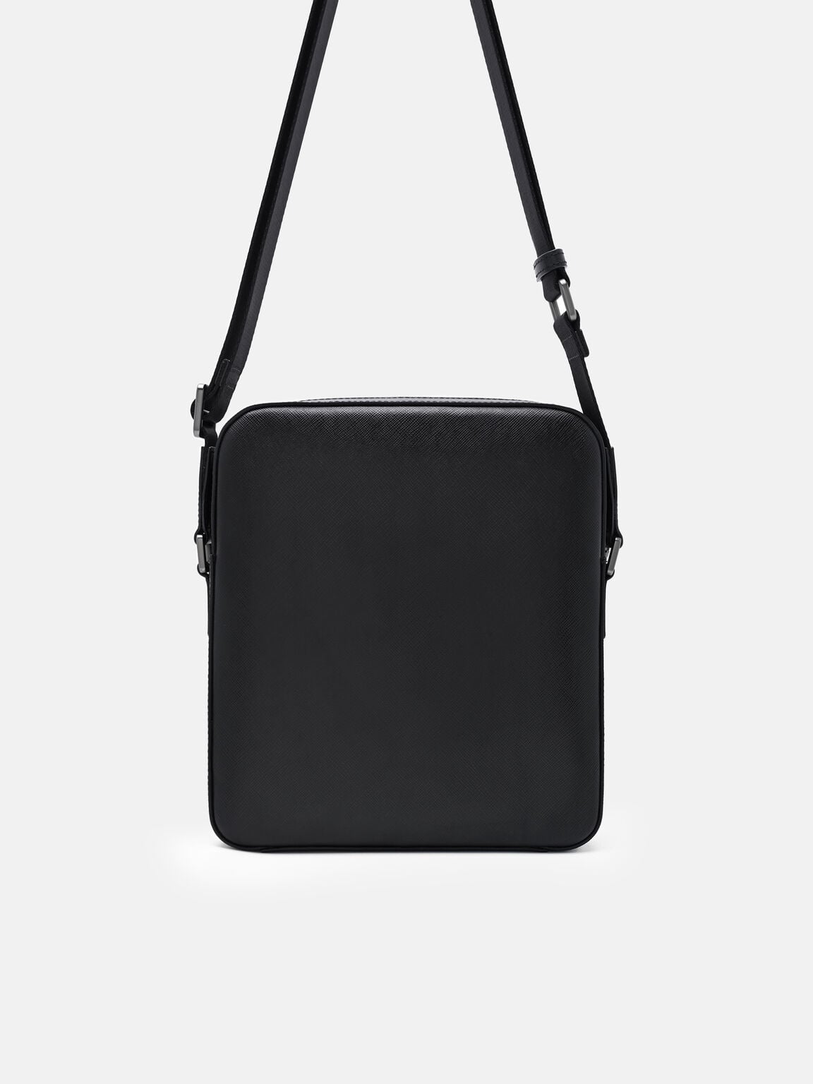 Boxy Saffiano Leather Crossbody Bag, , hi-res