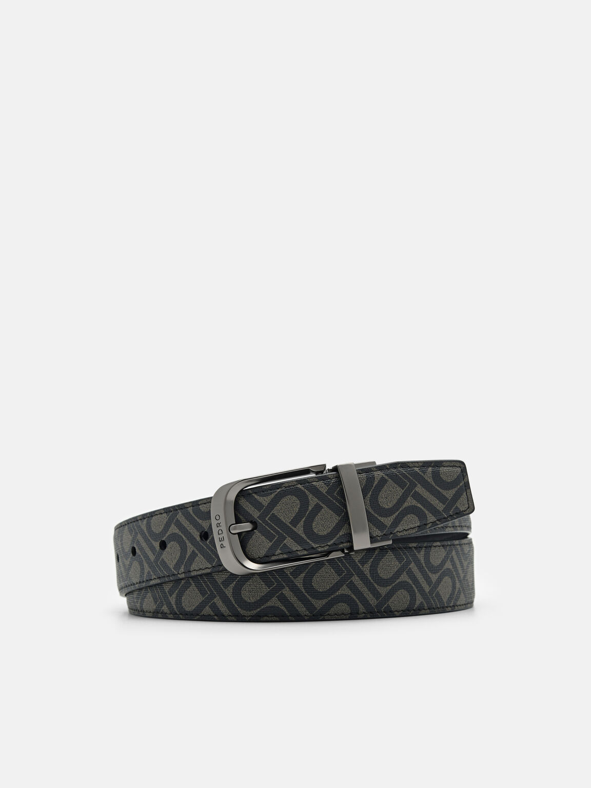 Ikat Pinggang Pin Kulit Embossed Reversible, , hi-res