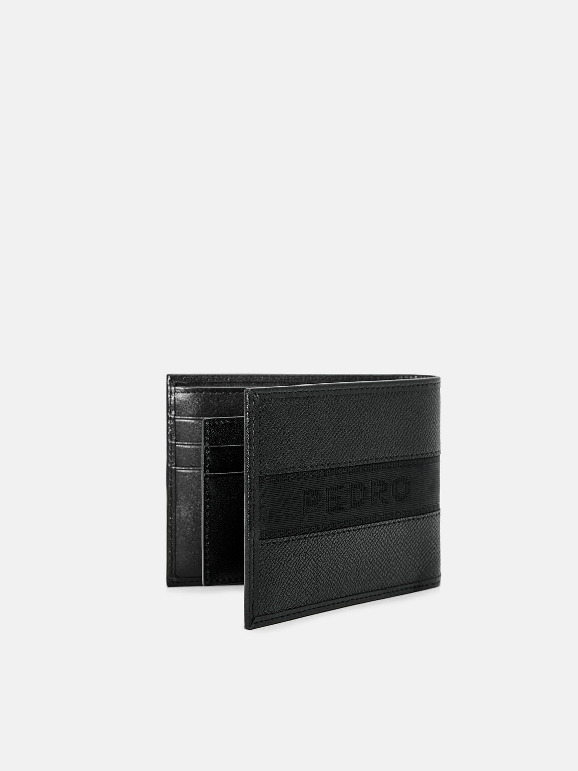 Dompet Lipat Dua Kulit Bergaris dengan Sisipan, 