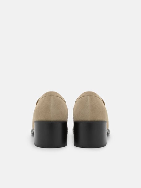Alistair Suede Heel Loafers, , hi-res