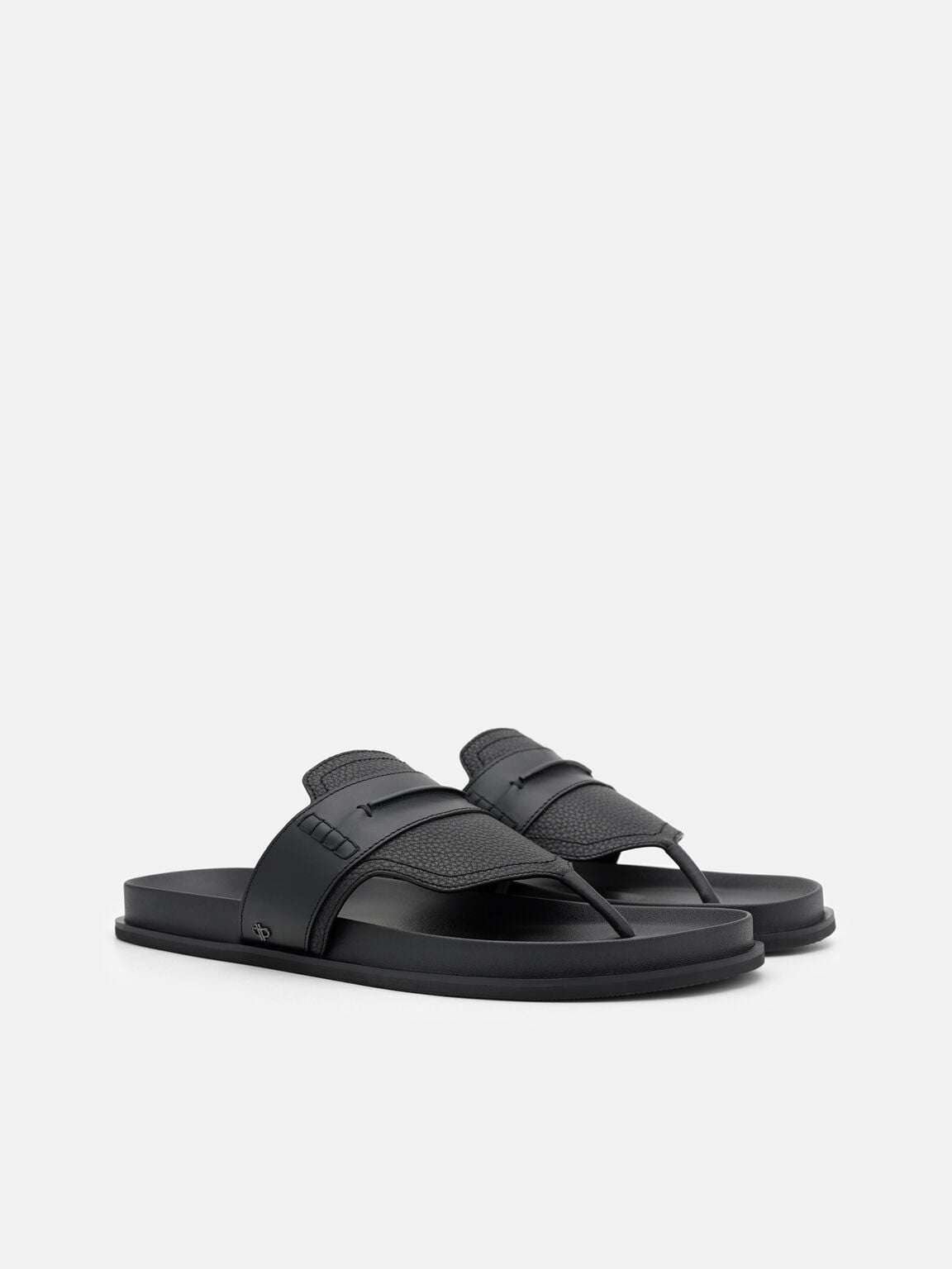 Tumbled Leather Penny Thong Sandals, , hi-res