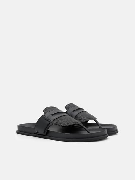 Tumbled Leather Penny Thong Sandals, , hi-res