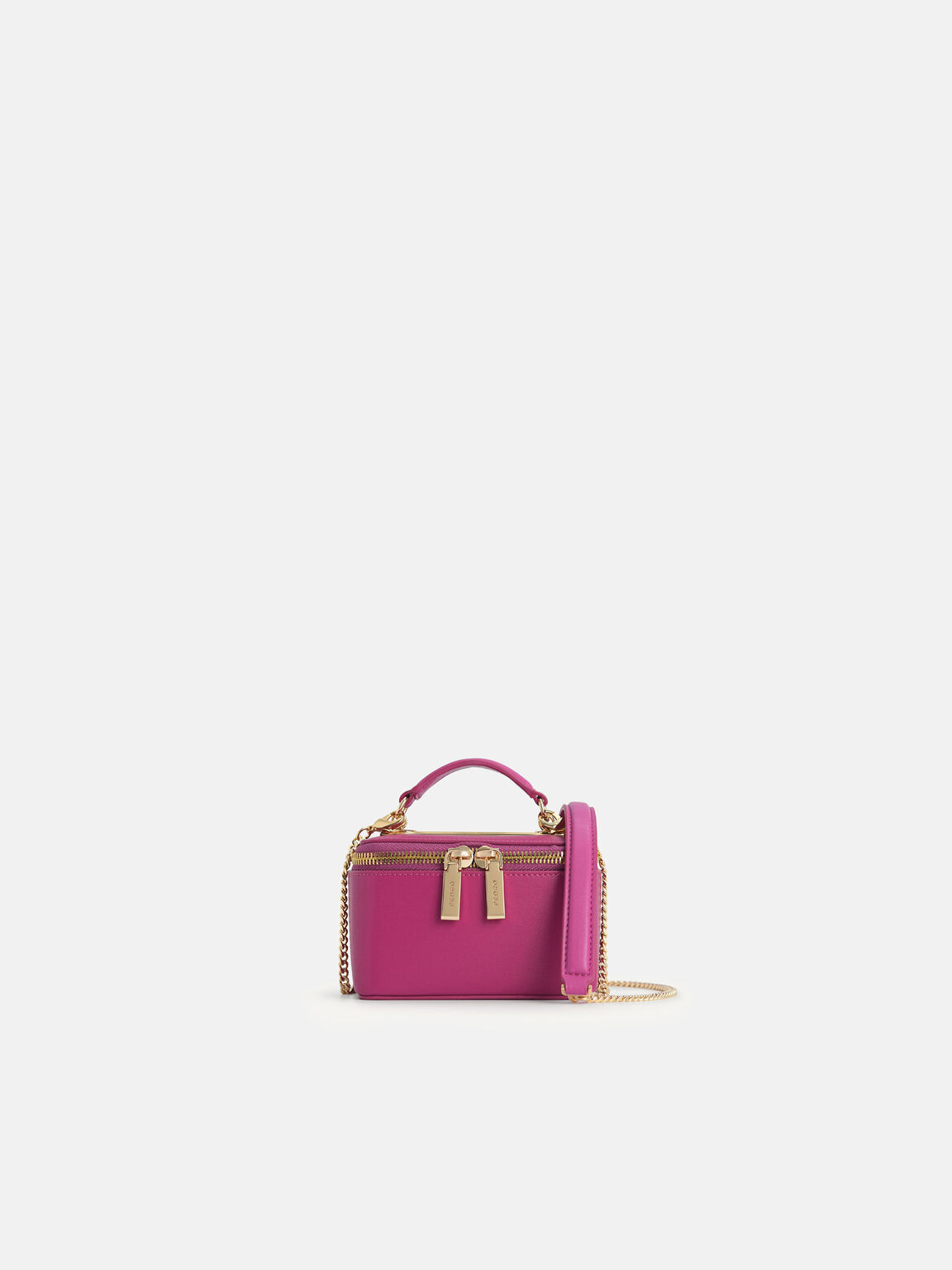 Ari Leather Mini Vanity Case, Fuchsia, hi-res