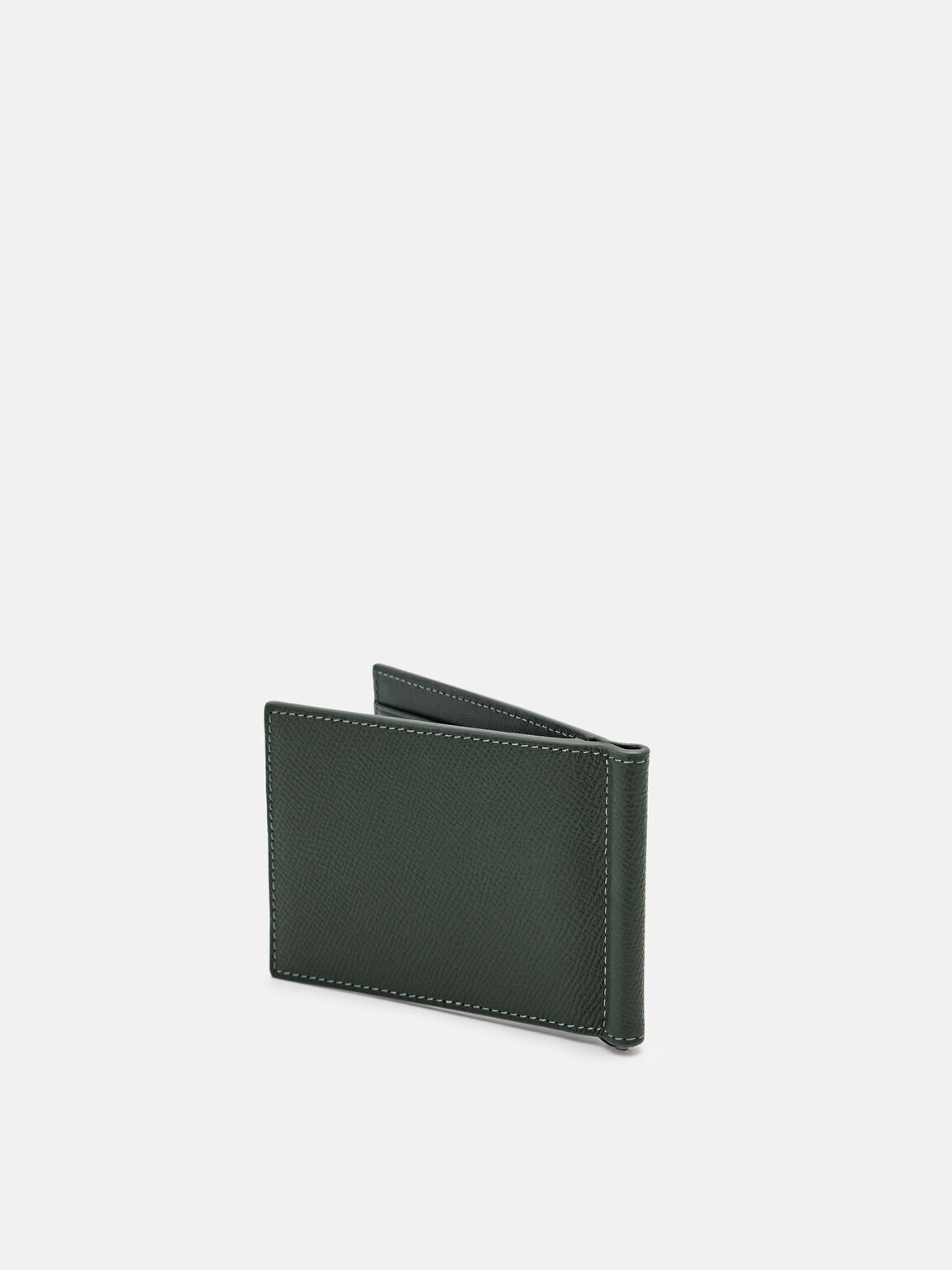 Tempat Kartu Bi-Fold Kulit Oliver dengan Klip Uang, 