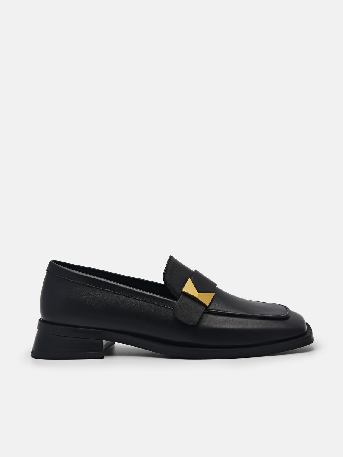 Marion Leather Loafers, Black, hi-res