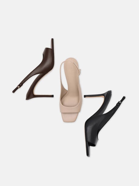 Marina Sandal Hak Kulit, 