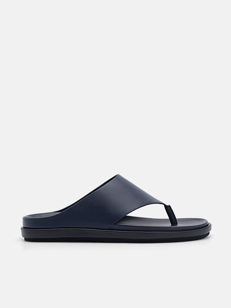 Microfiber Thong Sandals, Navy, hi-res