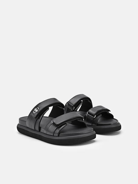 PEDRO Icon Leather Heel Sandals, Black
