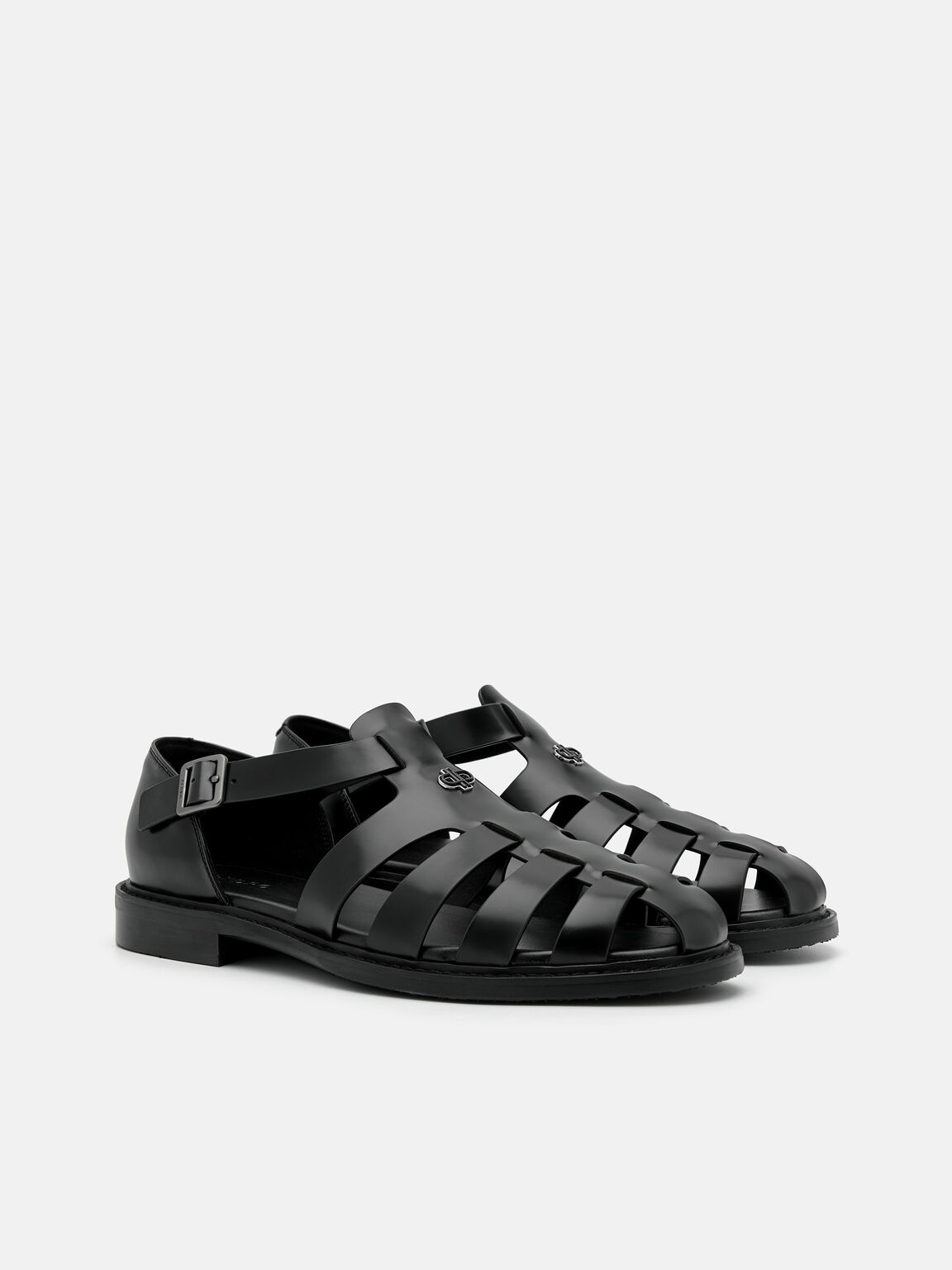 Brent Leather Caged Sandals, 