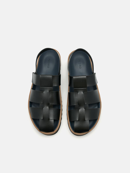 PEDRO Icon Leather Heel Sandals, Black