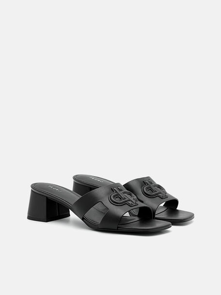 PEDRO Icon Leather Heel Sandals, Black