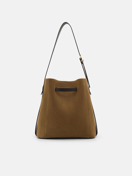 Tas Bucket Kulit Jatte dengan Sabuk, , hi-res