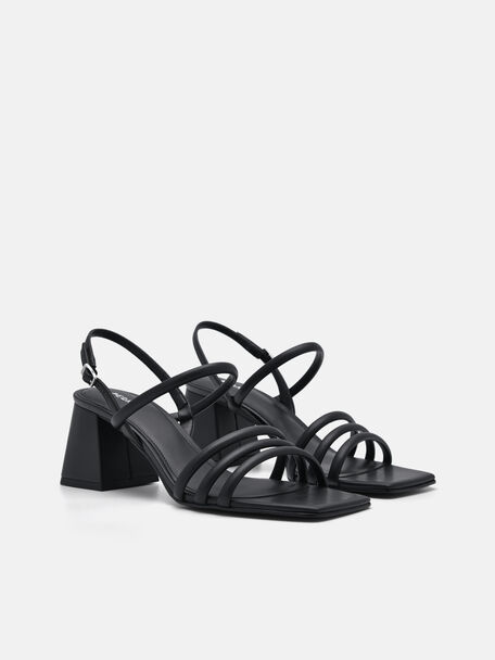 PEDRO Icon Leather Heel Sandals, Black