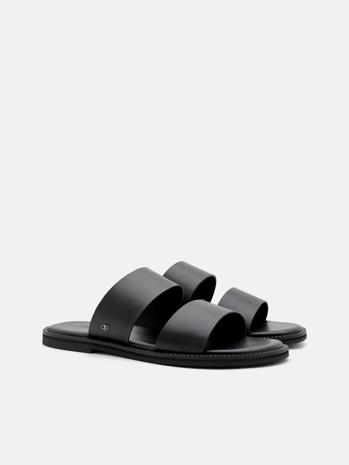 Leather Double-Strap Slide Sandals, , hi-res