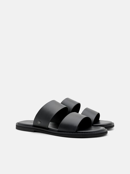Leather Double-Strap Slide Sandals, , hi-res