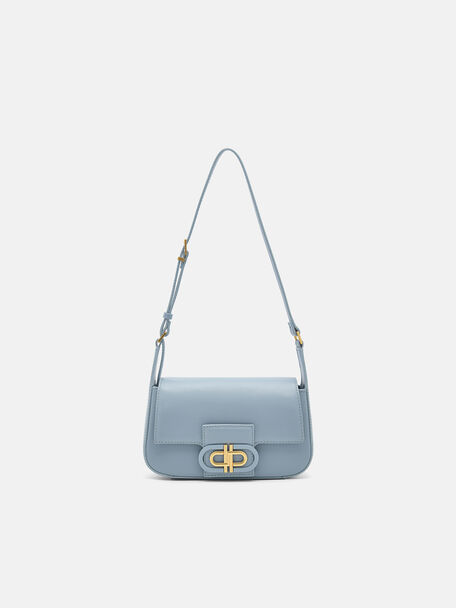 Tas Bahu Kulit Ikon PEDRO, Slate Blue