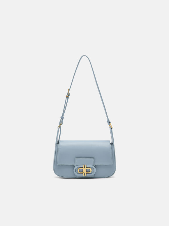 Tas Bahu Kulit Ikon PEDRO, Slate Blue