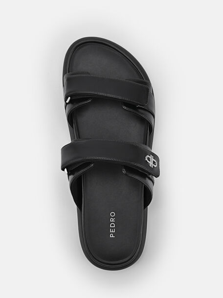 PEDRO Icon Leather Heel Sandals, Black