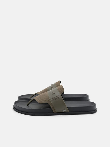 Suede Penny Thong Sandals, , hi-res