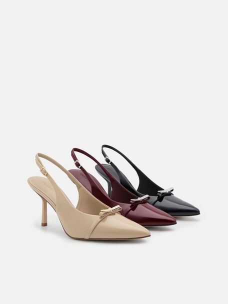 Jeanine Patent Leather Heel Slingback Pumps, , hi-res