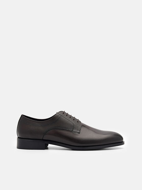Saffiano Leather Derby Shoes, Dark Brown, hi-res