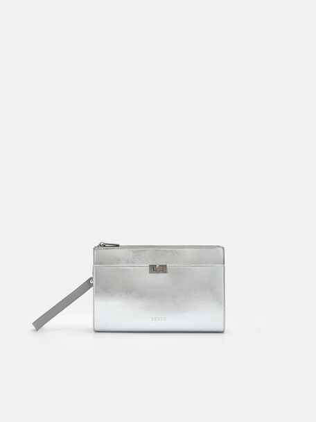 Edge Clutch Bag, Silver, hi-res